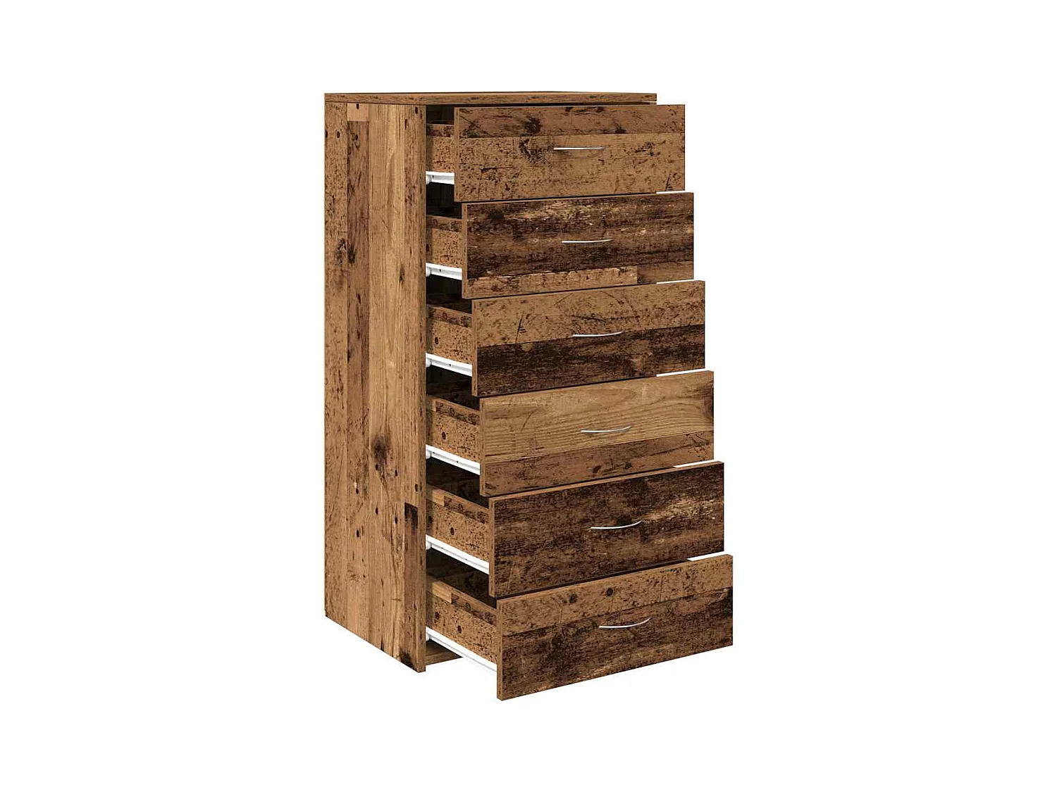 Buffet avec 6 tiroirs vieux bois 50x34x96 cm bois d'ingénierie