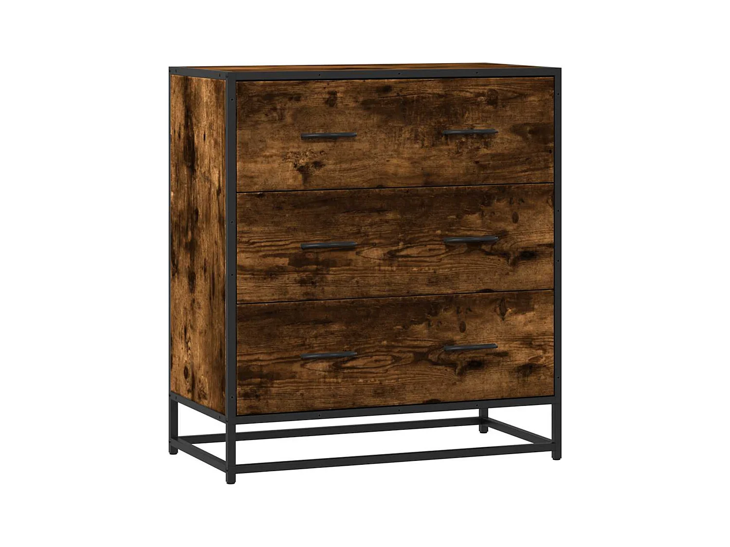 Sideboard aus geräucherter Eiche, 68 x 35 x 76 cm, Holzwerkstoff und Metall
