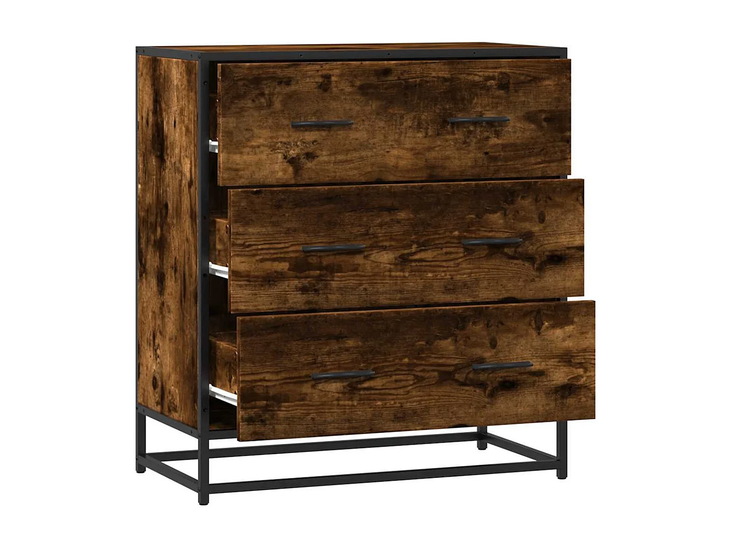 Sideboard aus geräucherter Eiche, 68 x 35 x 76 cm, Holzwerkstoff und Metall