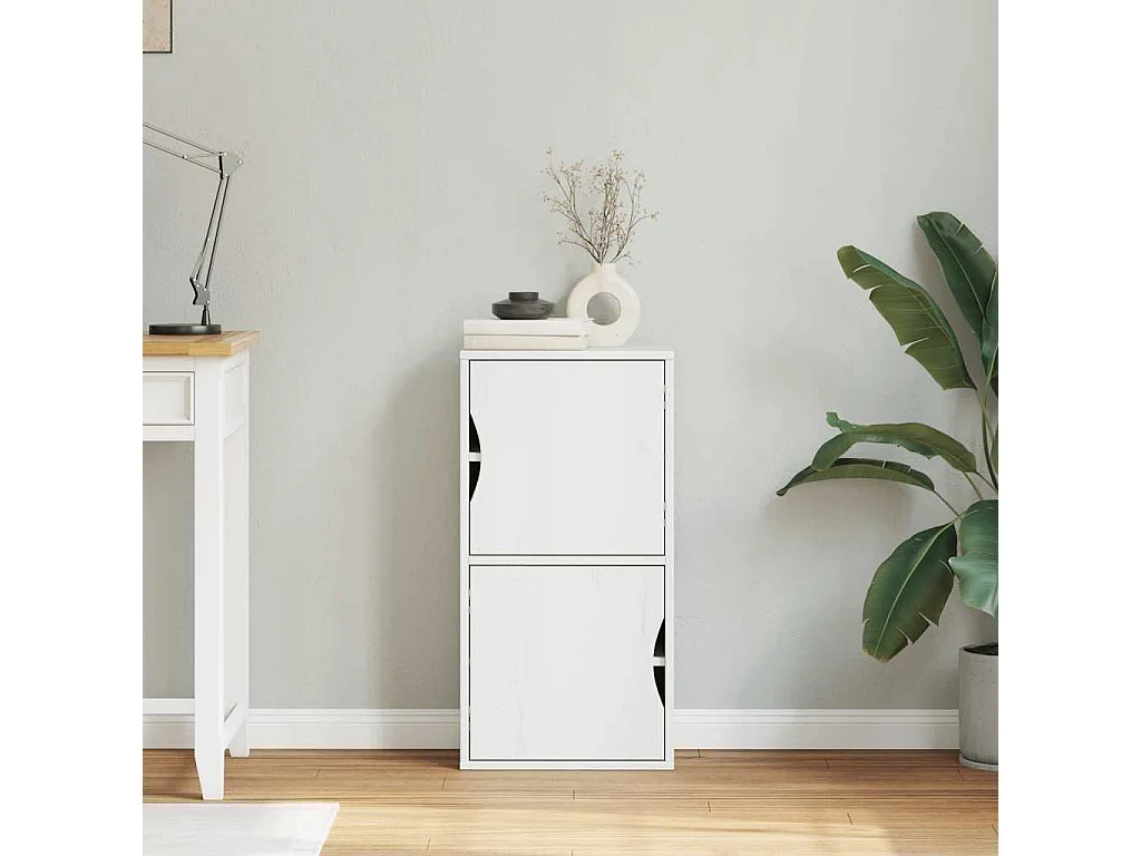 Mobiletto laterale bianco ODDA 40x24x79 cm in legno massello di pino