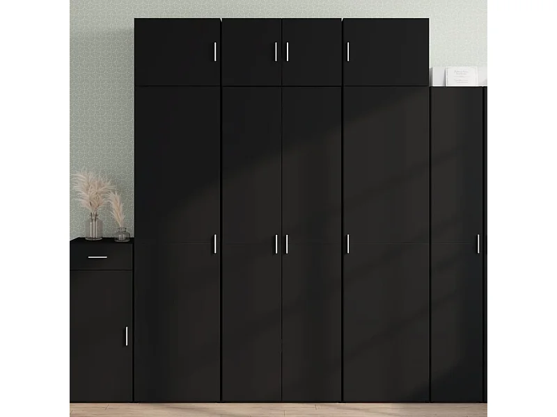 Buffet haut noir 70x42,5x185 cm bois d'ingénierie