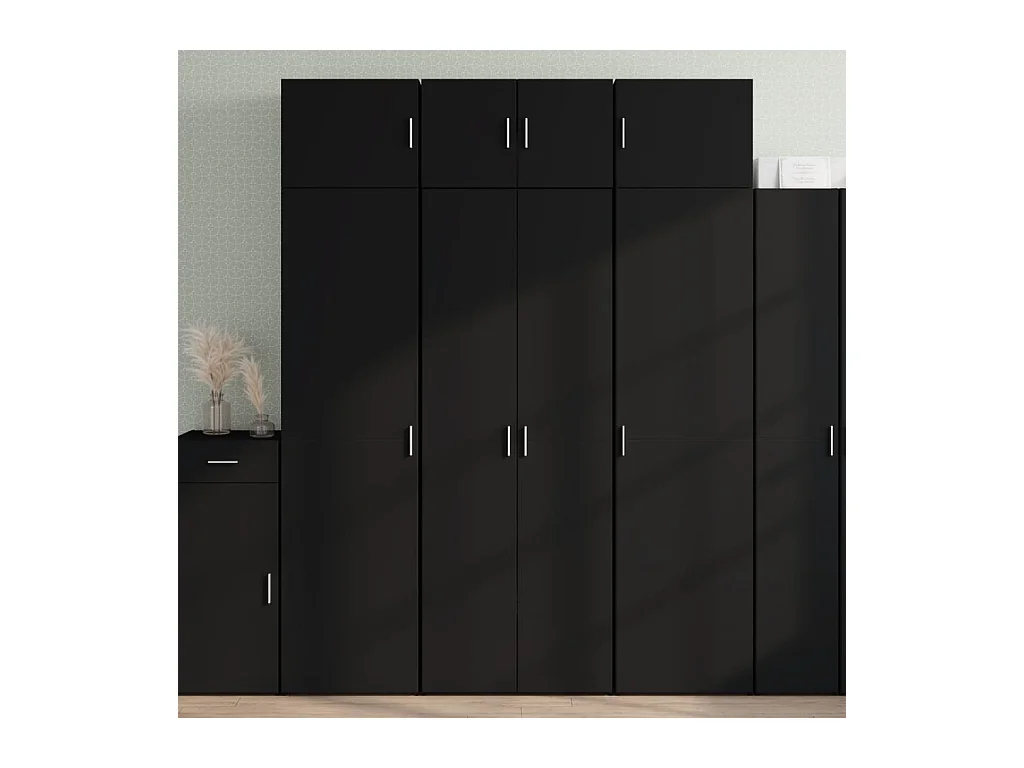 Buffet haut noir 70x42,5x185 cm bois d'ingénierie