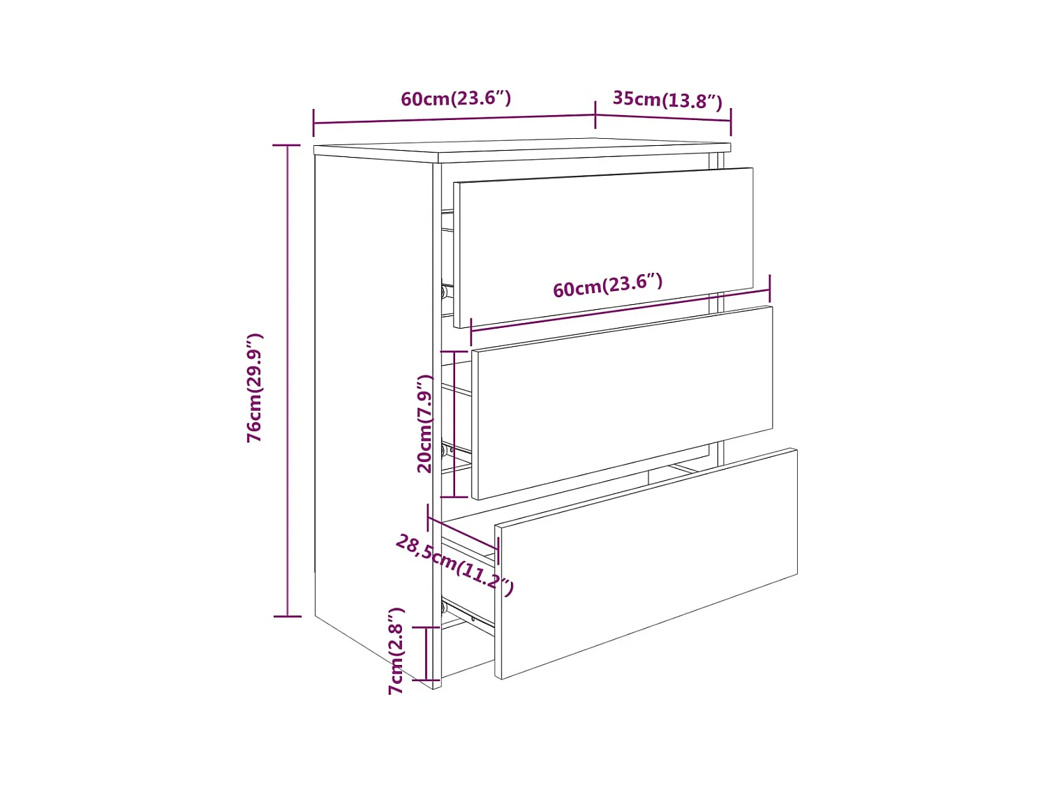 Buffet Sonoma gris 60x35x76 cm Bois d'ingénierie