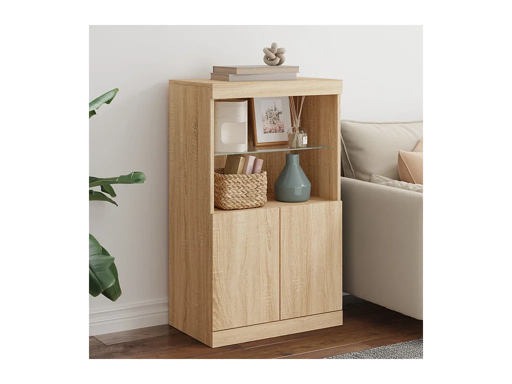 Buffet avec lumières LED chêne sonoma 60,5x37x100 cm