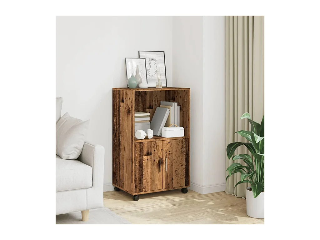 Armoire à roulettes vieux bois 55x40x91 cm bois d'ingénierie