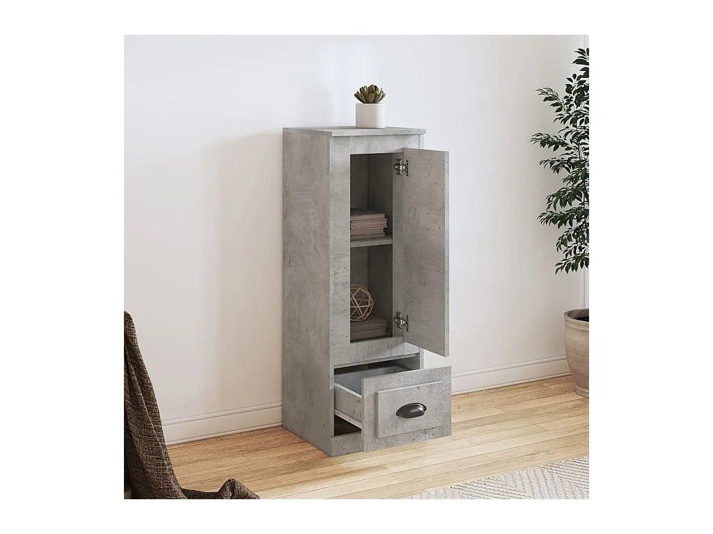 Betongrijs hoog dressoir 36x35,5x103,5 cm bewerkt hout