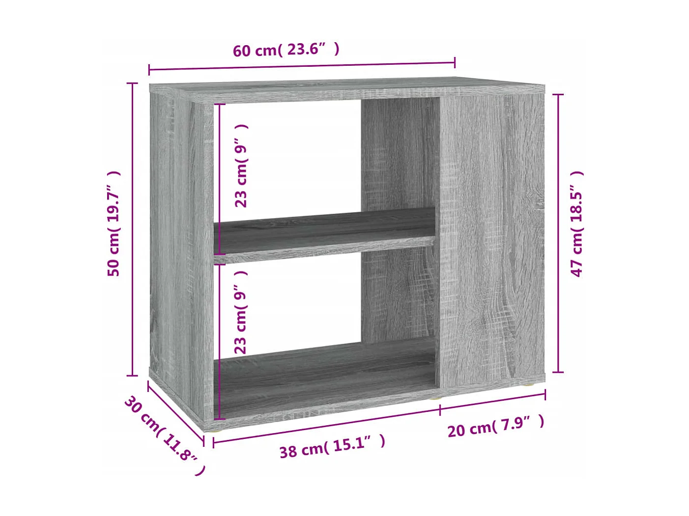 Armoire latérale Sonoma gris 60x30x50 cm Bois d'ingénierie