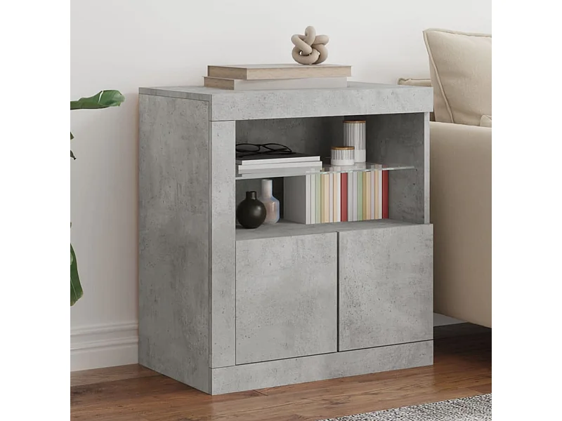 Buffet avec lumières LED gris béton 60,5x37x67 cm