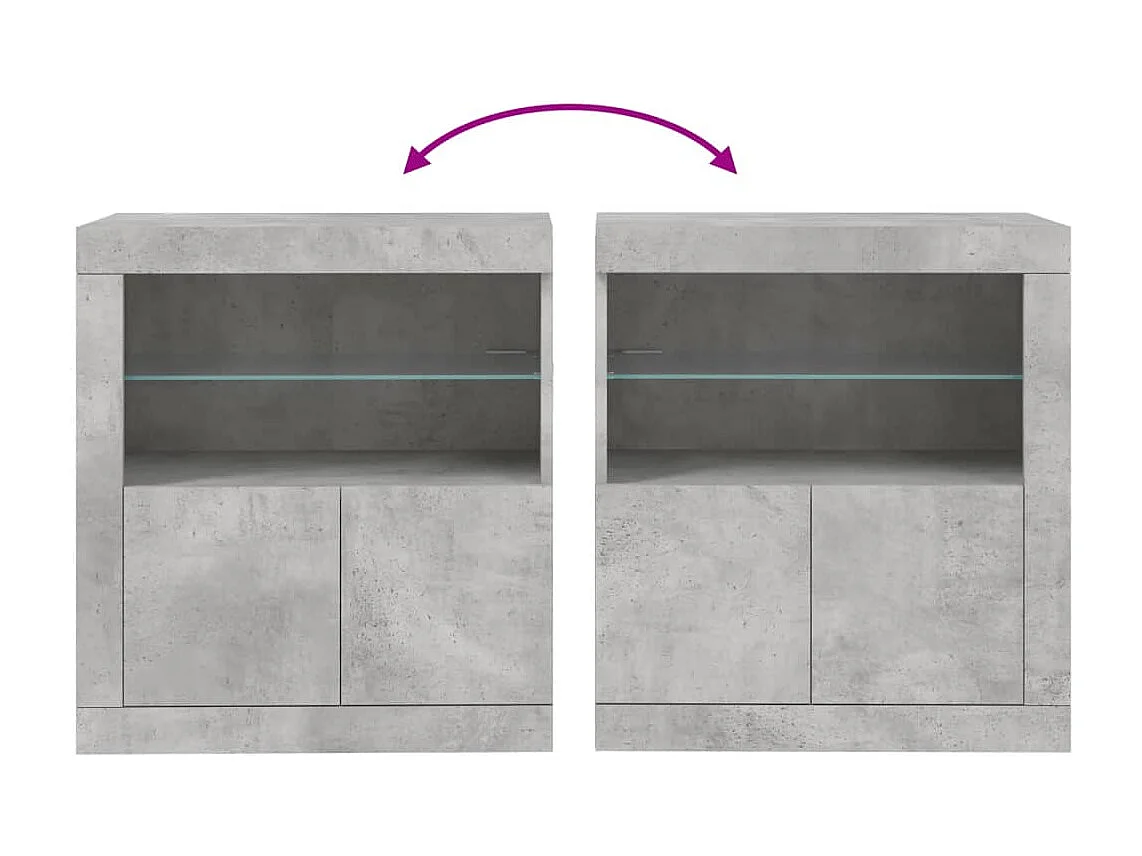 Buffet avec lumières LED gris béton 60,5x37x67 cm