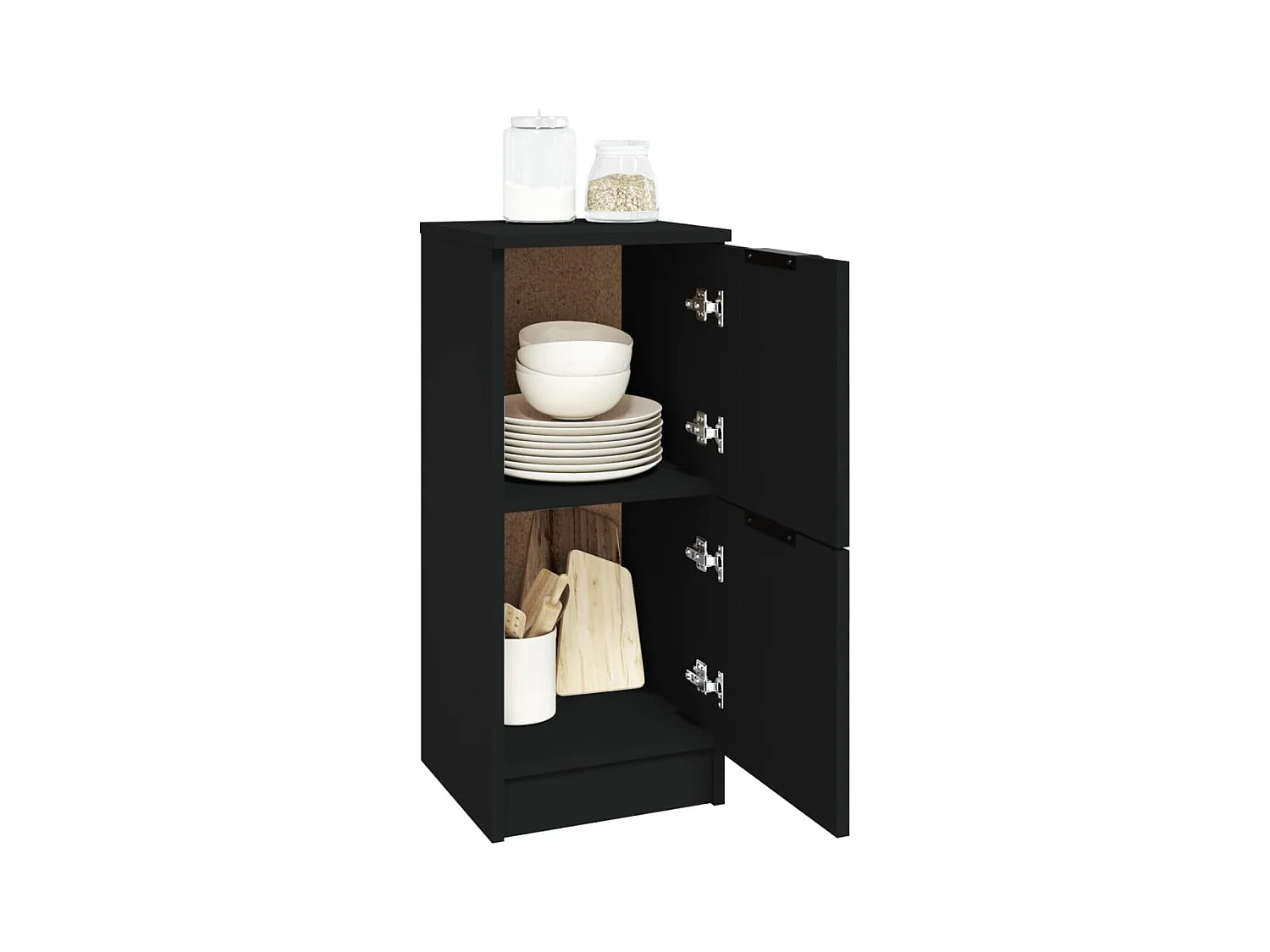 Buffets 2 pcs noir 30x30x70 cm bois d'ingénierie