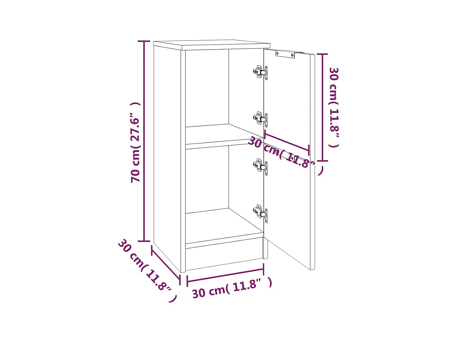 Buffets 2 pcs noir 30x30x70 cm bois d'ingénierie