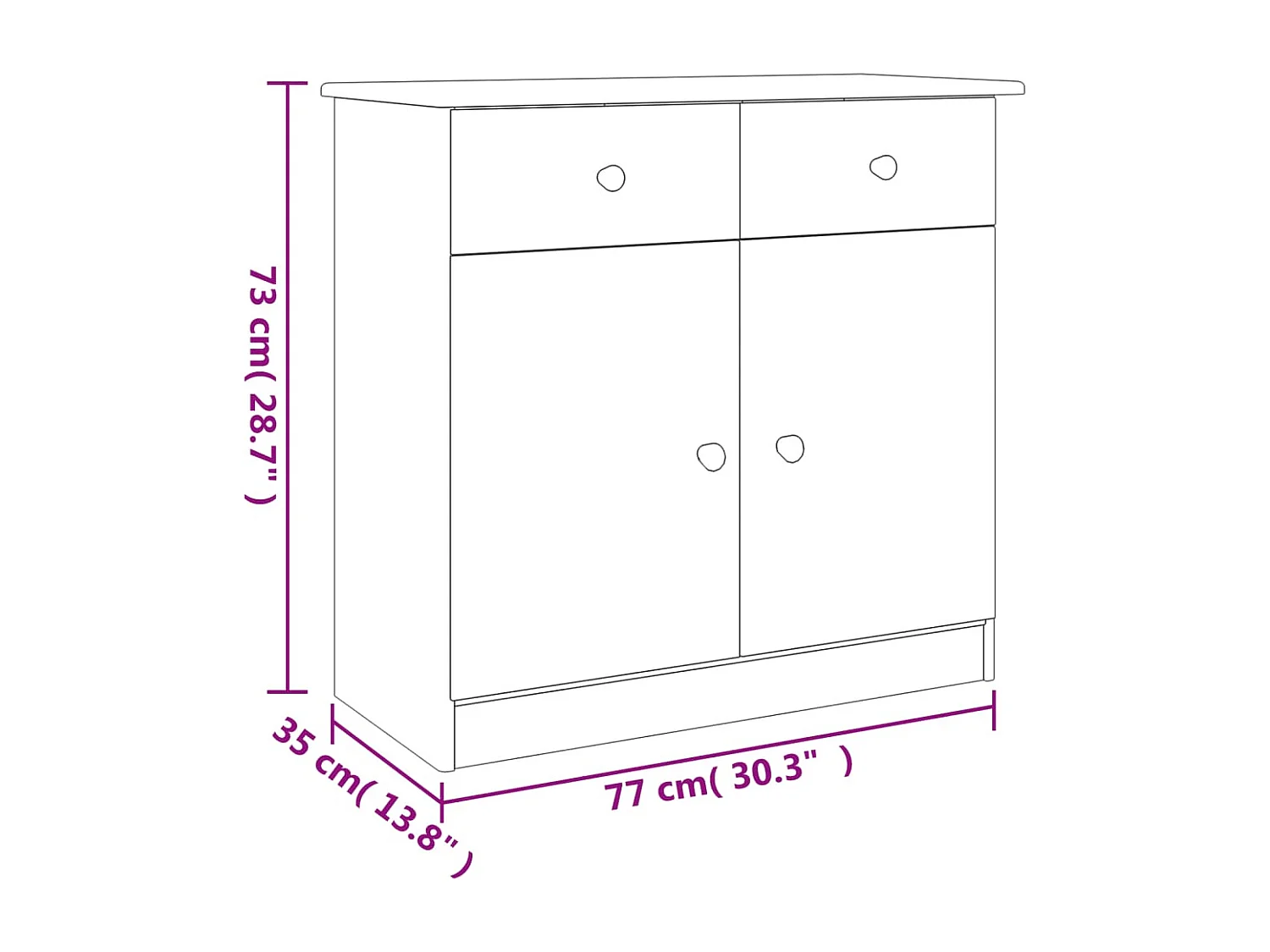 Aparador ALTA 77x35x73 cm madera maciza de pino