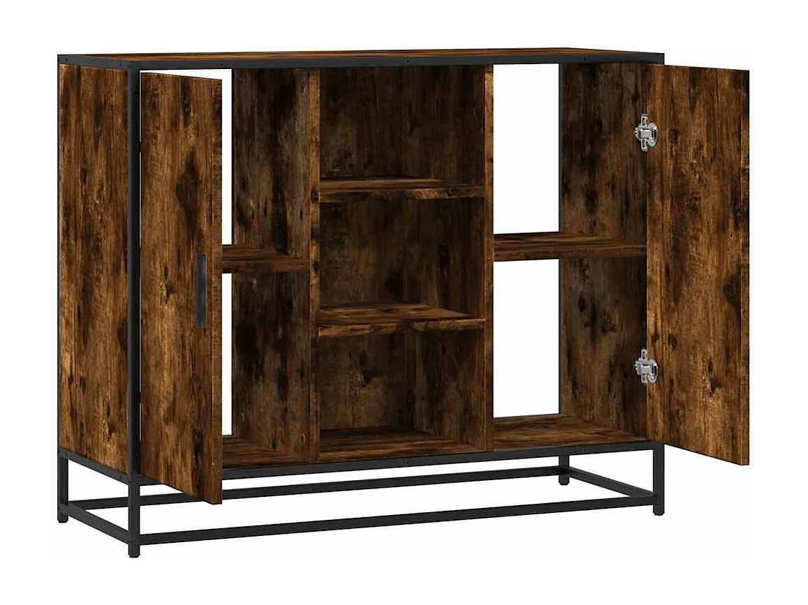 Buffet chêne fumé 92x35x76 cm bois d'ingénierie
