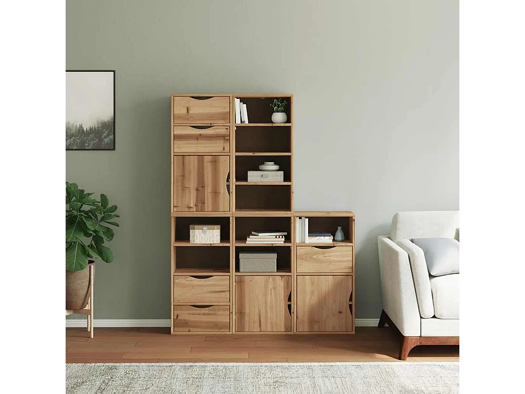 Armoires latérales 5 pcs ODDA 40x24x79 cm bois massif pin