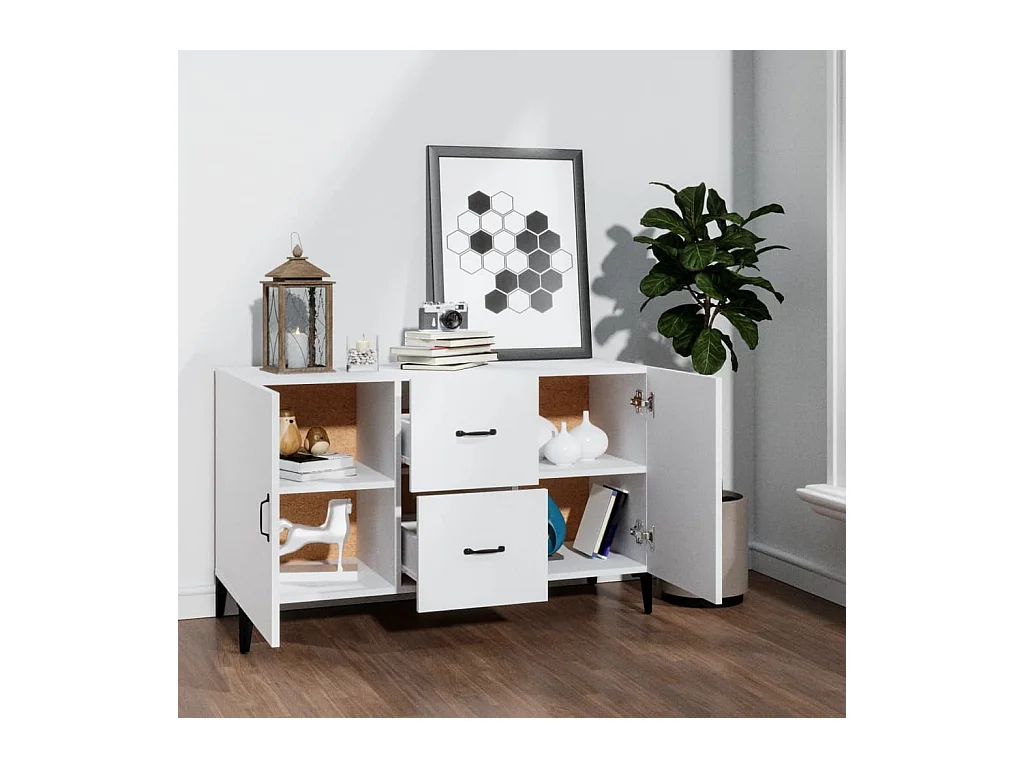 Buffet blanc 100x36x60 cm bois d'ingénierie