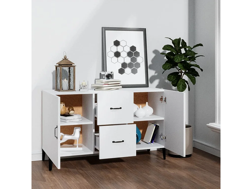 Buffet blanc 100x36x60 cm bois d'ingénierie