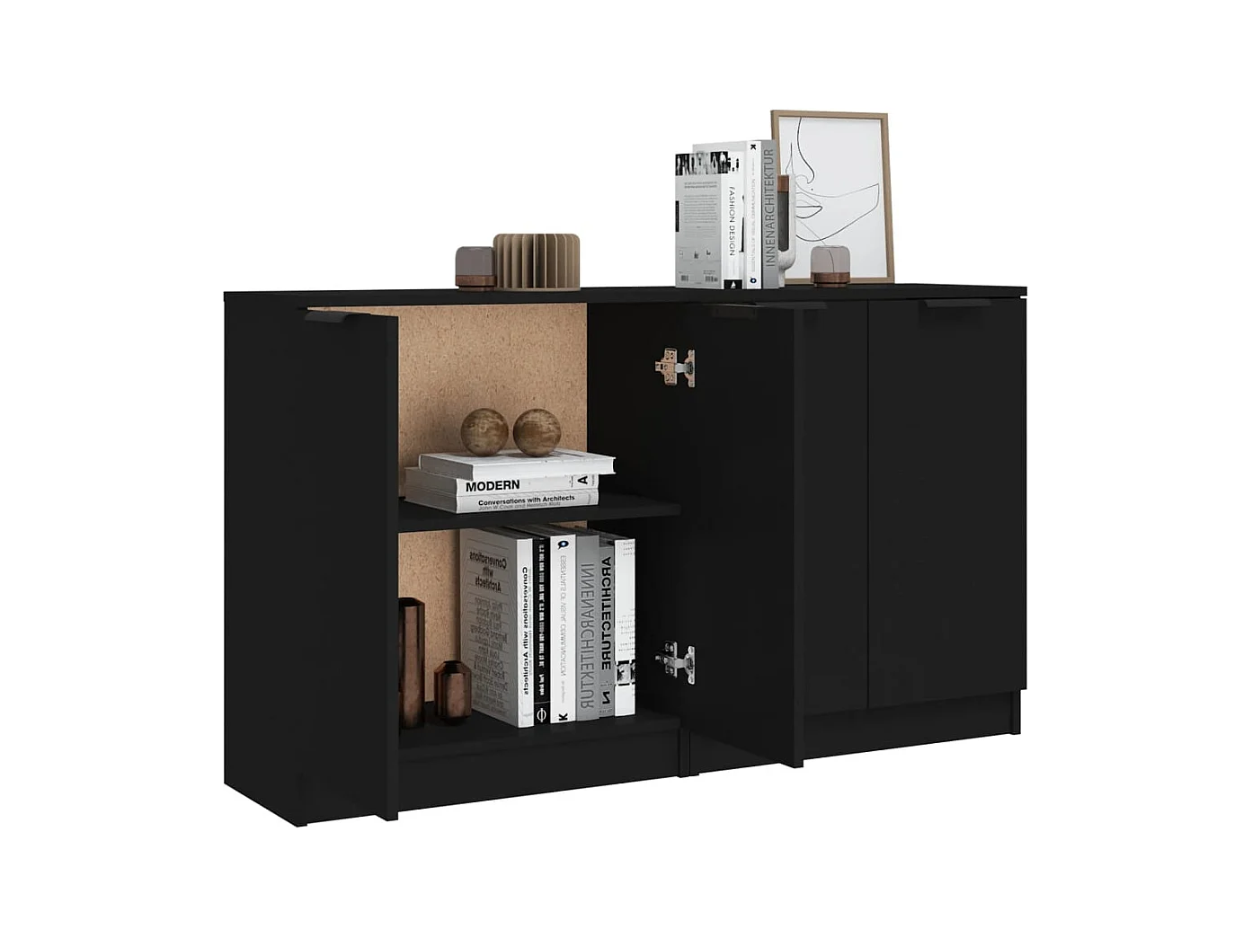 Buffets 2 pcs Noir 60x30x70 cm Bois d'ingénierie