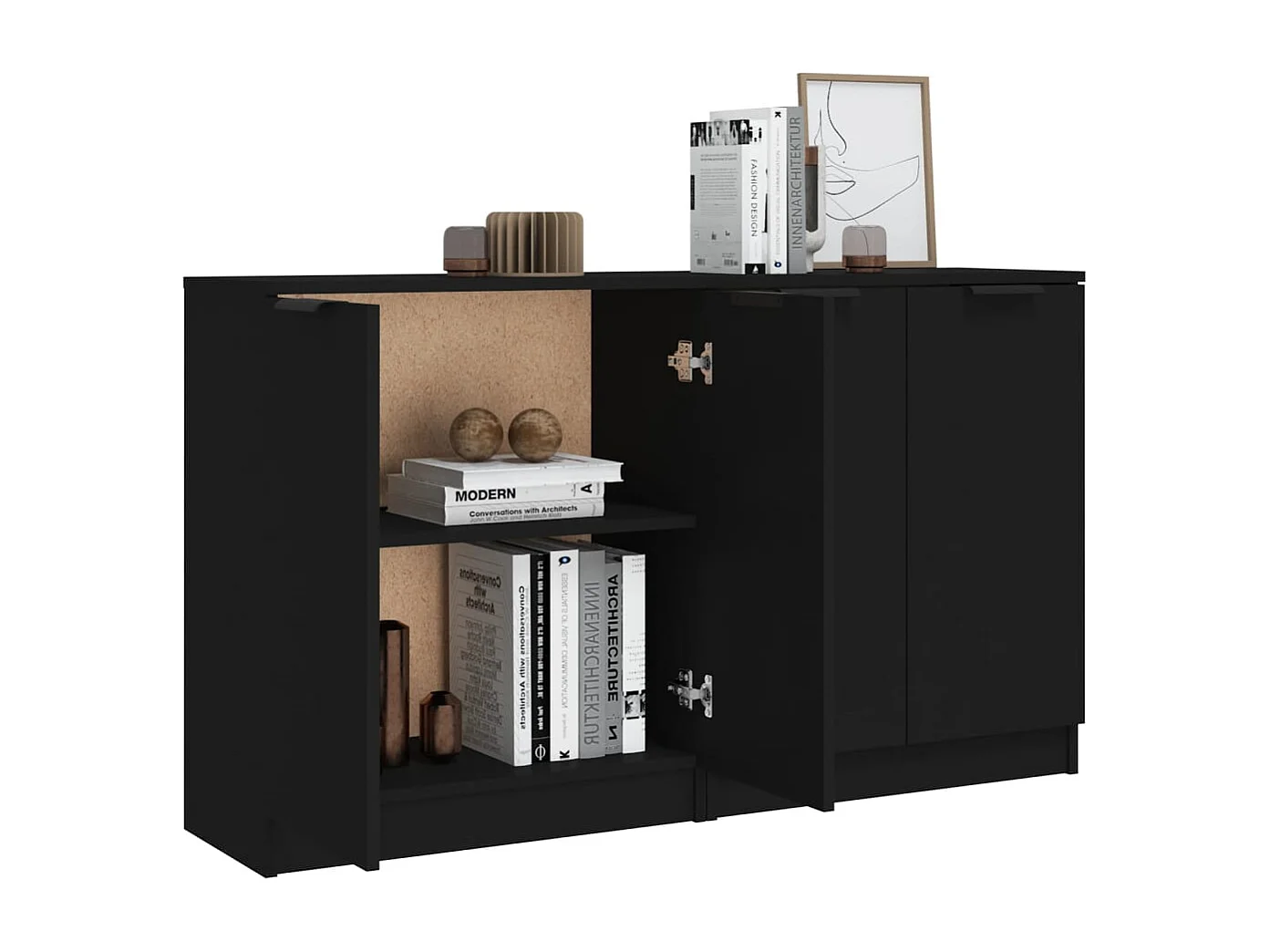 Buffets 2 pcs Noir 60x30x70 cm Bois d'ingénierie