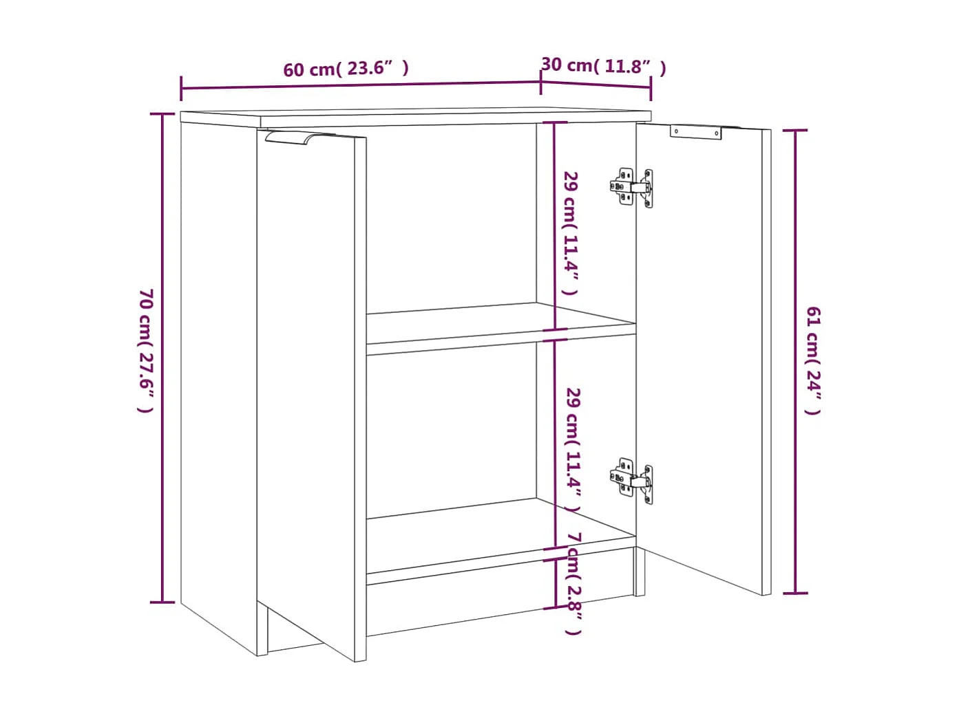 Buffets 2 pcs Noir 60x30x70 cm Bois d'ingénierie