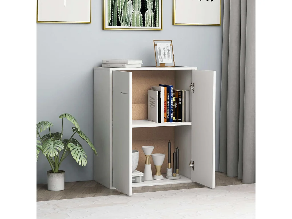 Buffet blanc 60x30x75 cm bois d'ingénierie