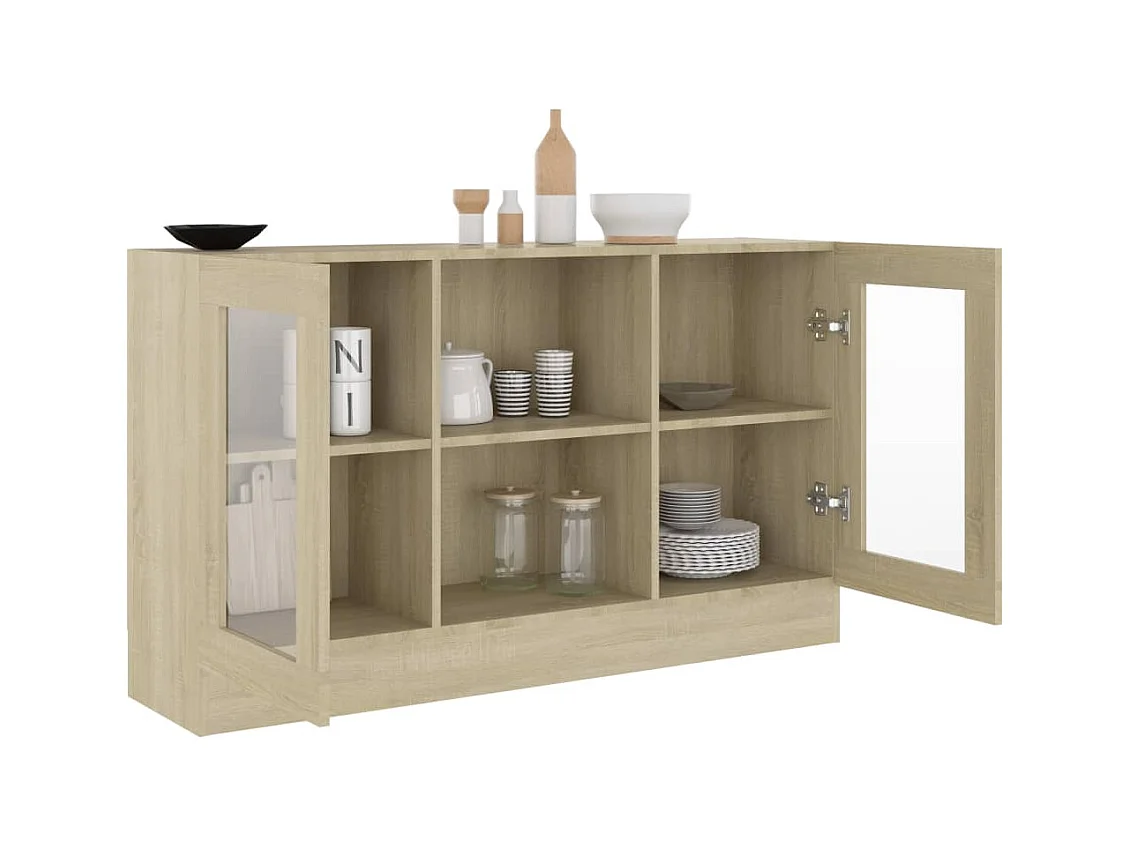 Sonoma Eiken Vitrinekast 120x30,5x70 cm Bewerkt Hout