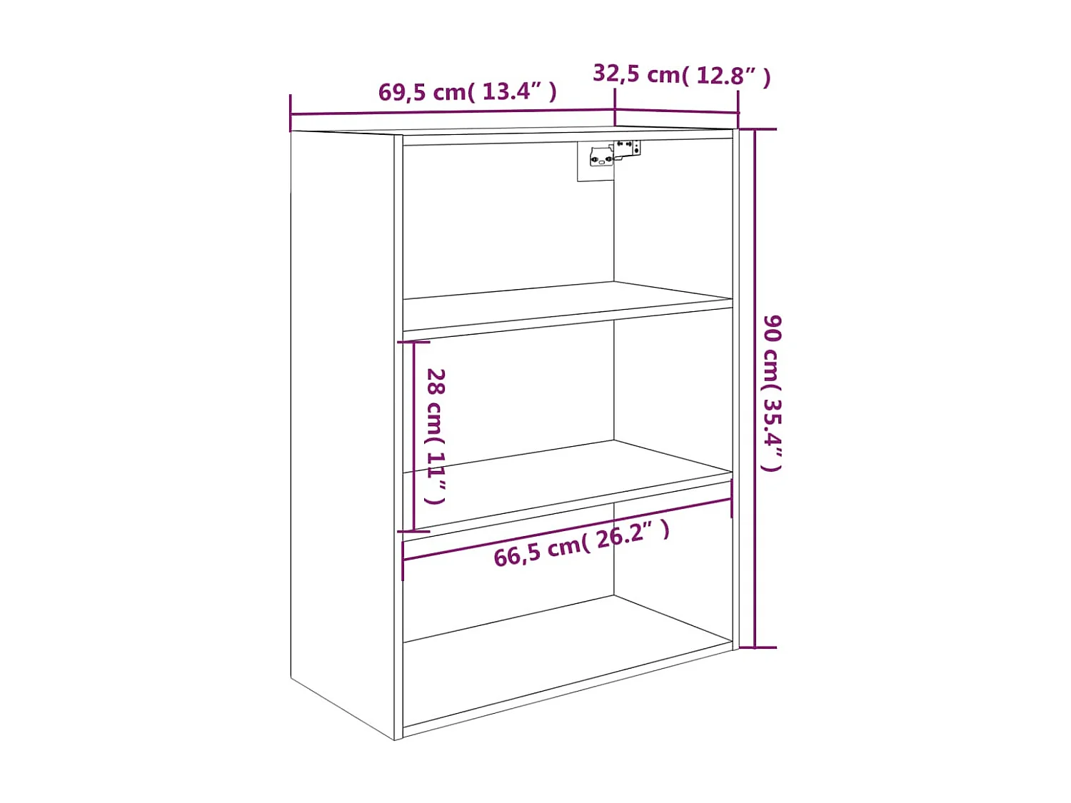 Witte hangkast 69,5x32,5x90 cm
