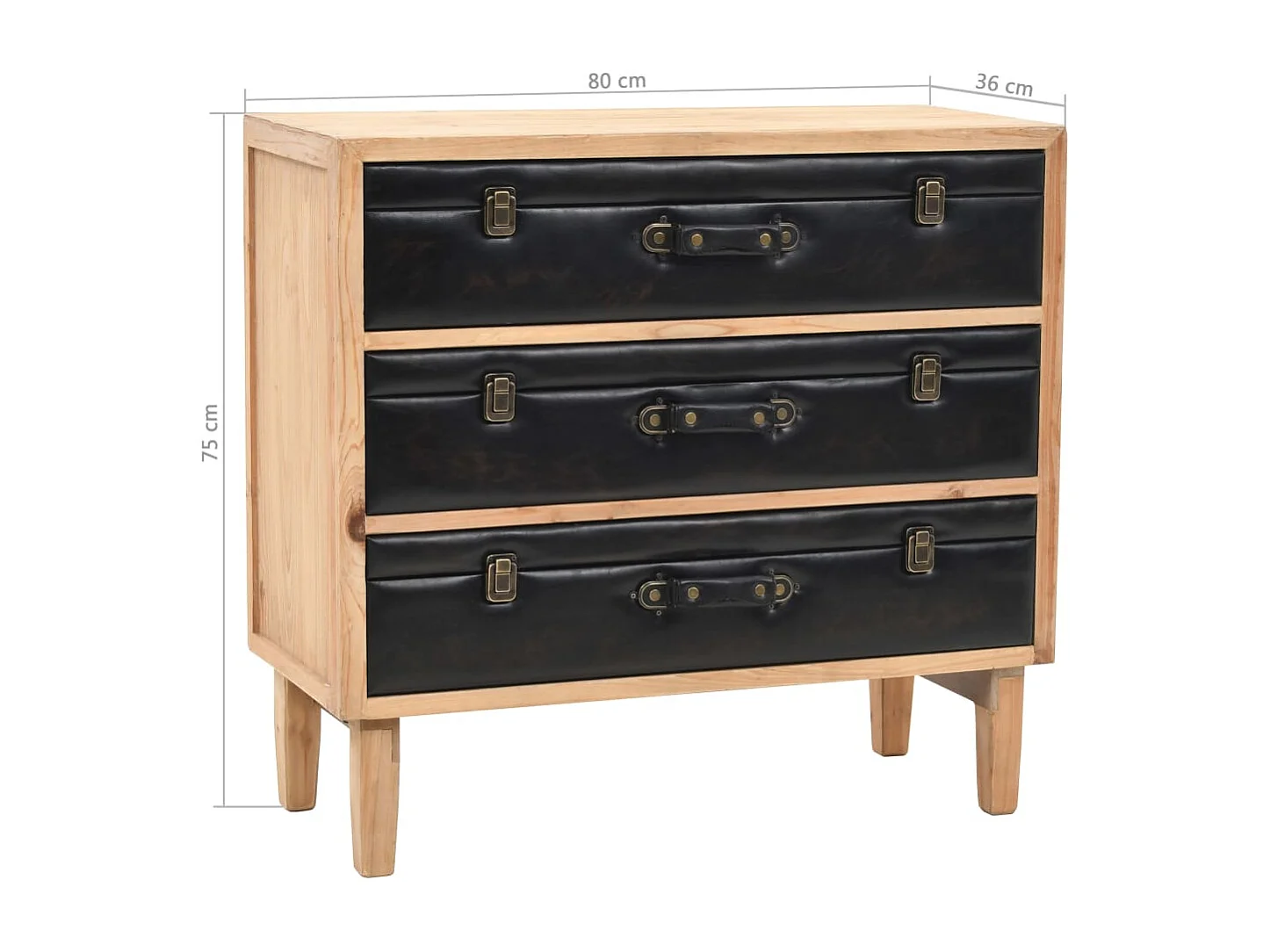 Armoire à tiroirs bois de sapin massif 80x36x75 cm