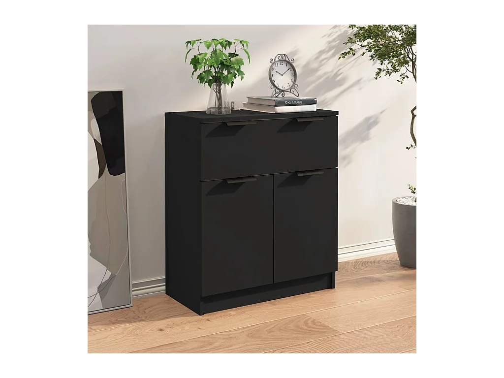 Buffet noir 60x30x70 cm bois d'ingénierie