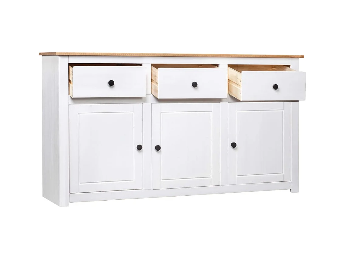 Buffet Blanc 135x40x80 cm Pin solide Gamme Panama