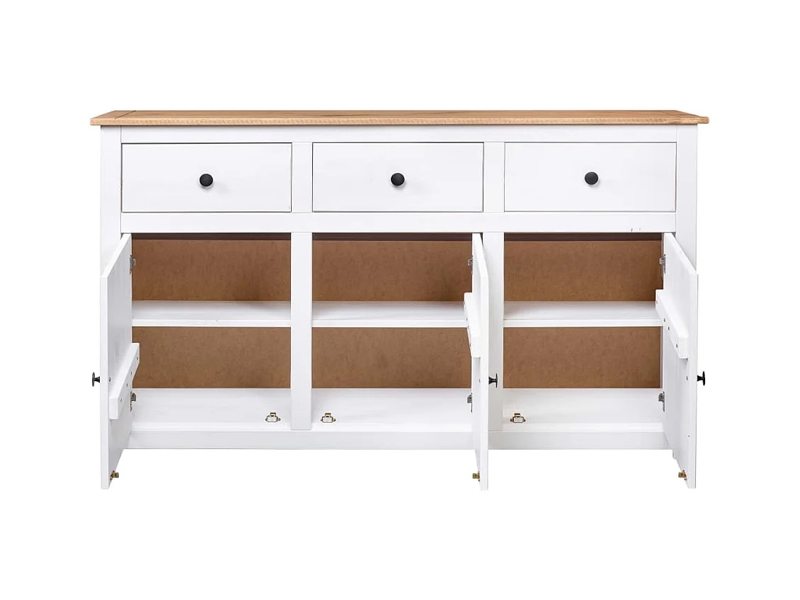Buffet Blanc 135x40x80 cm Pin solide Gamme Panama