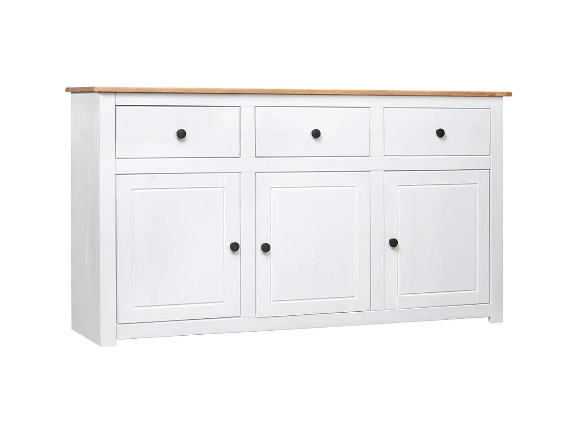 Buffet Blanc 135x40x80 cm Pin solide Gamme Panama