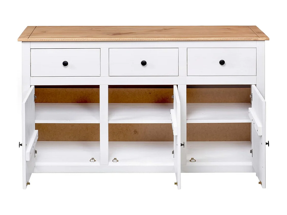 Credenza bianca 135x40x80 cm Pino massello Panama Range