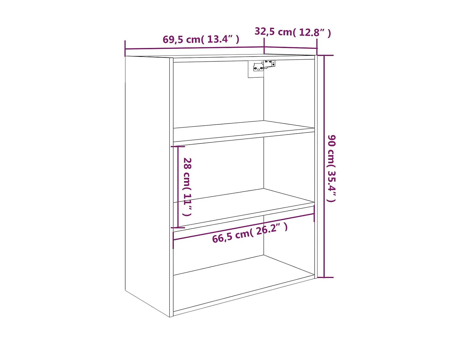 Armoire murale suspendue Sonoma gris 69,5x32,5x90 cm