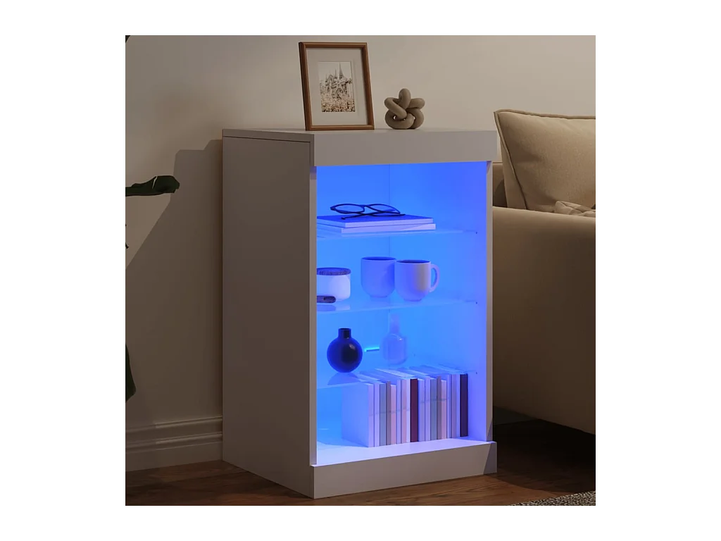 Buffet avec lumières LED blanc 41x37x67 cm
