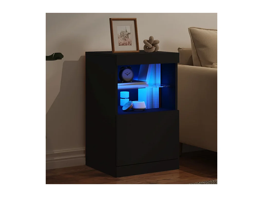 Buffet avec lumières LED noir 41x37x67 cm