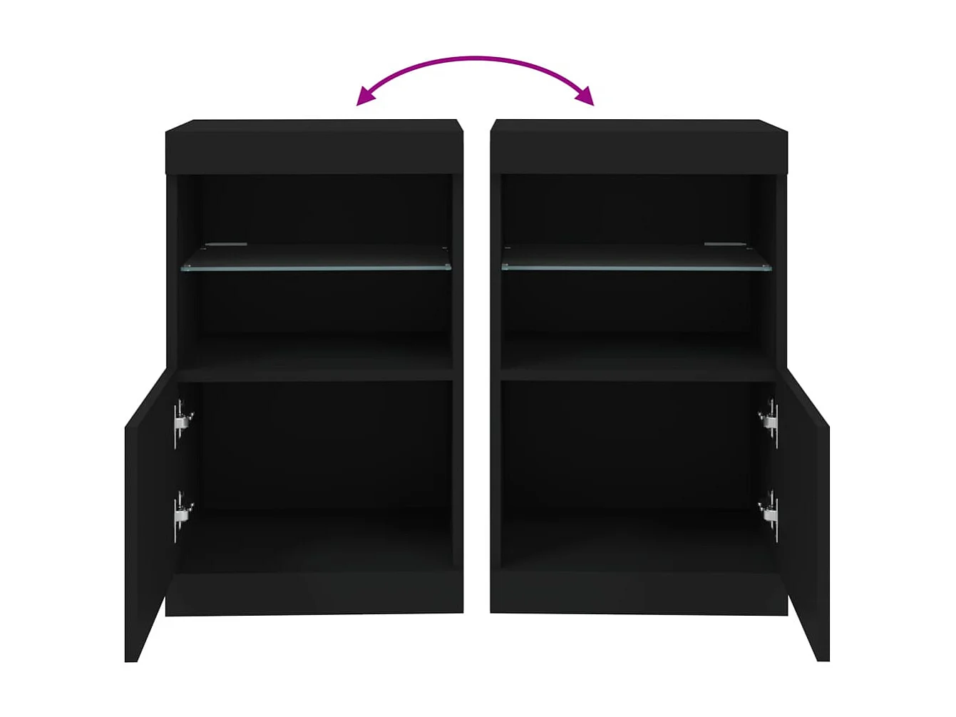 Buffet avec lumières LED noir 41x37x67 cm