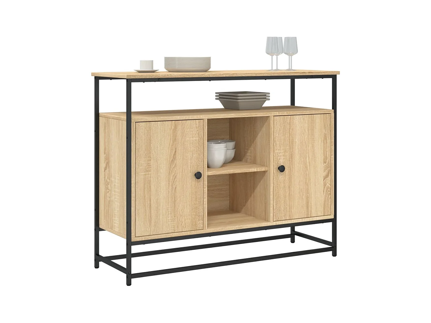 Buffet chêne sonoma 100x35x80 cm bois d'ingénierie