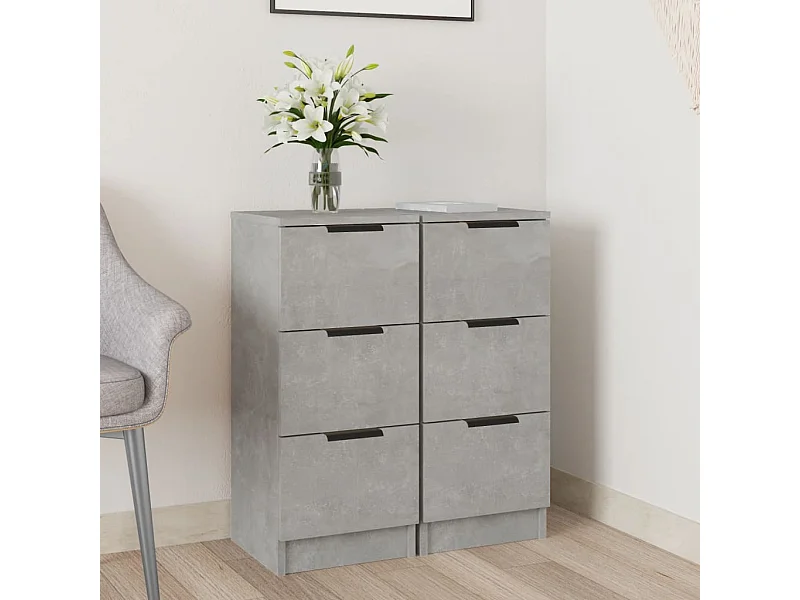 Credenze 2 pz Grigio cemento 30x30x70 cm Legno composito