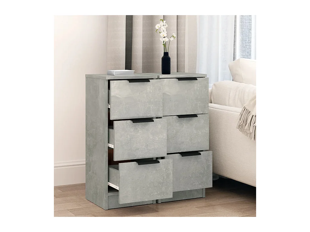 Buffets 2 pcs Gris béton 30x30x70 cm Bois d'ingénierie