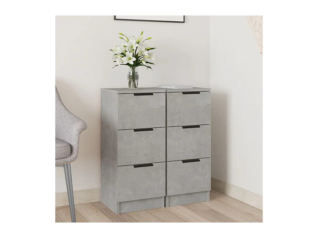 Credenze 2 pz Grigio cemento 30x30x70 cm Legno composito