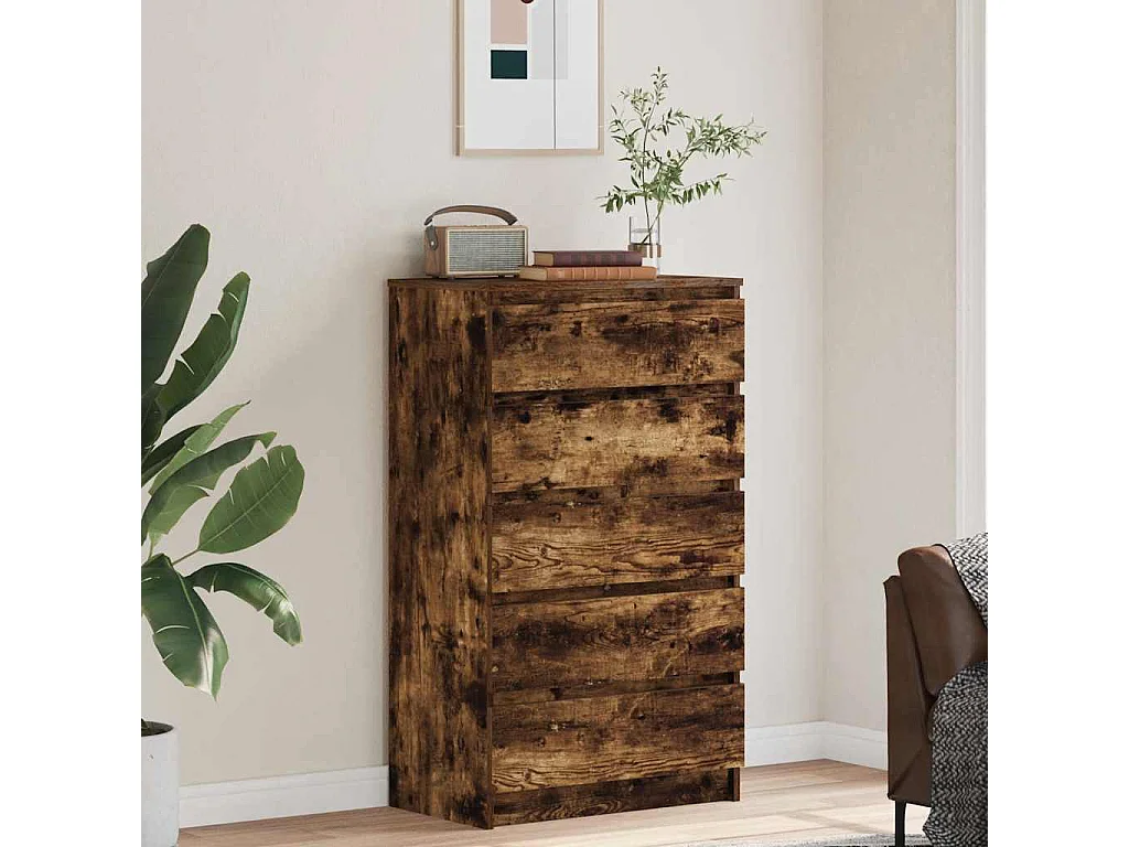 Cassettiera Rovere affumicato 60x36x103 cm Legno composito