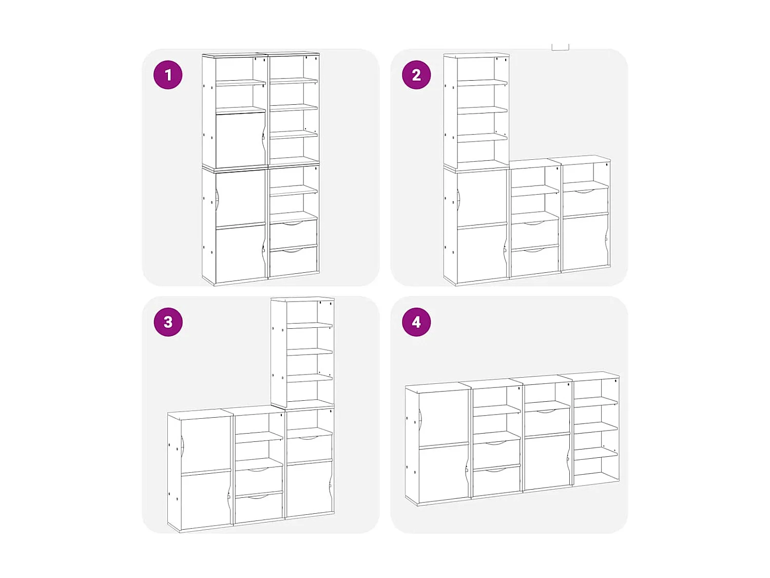 Armoires latérales 4 pcs ODDA 40x24x79 cm bois massif pin