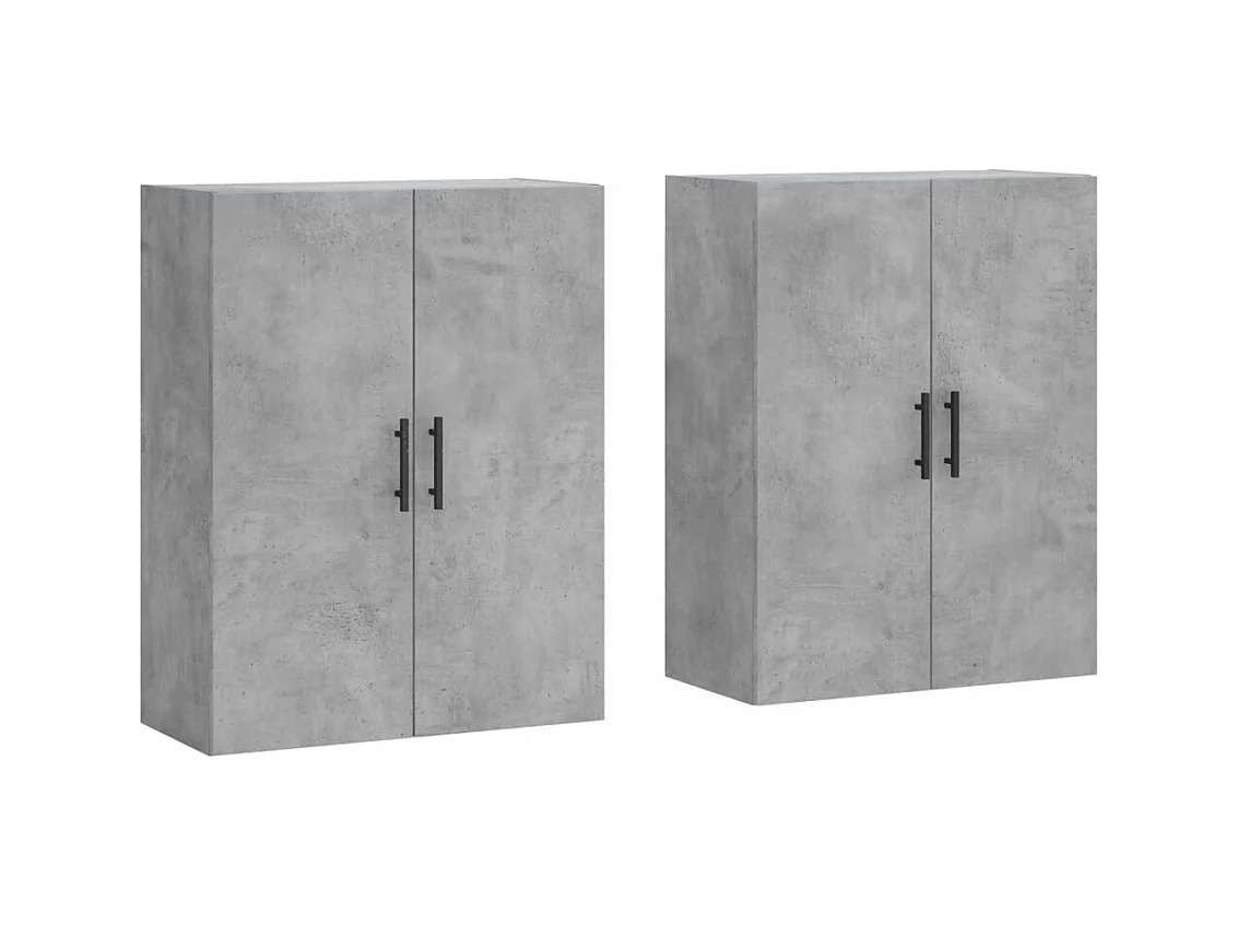 Wandkasten 2 stuks betongrijs 69,5x34x90 cm