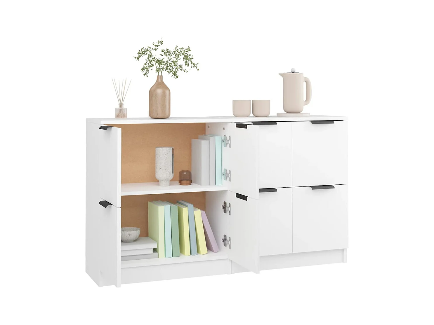 Buffets 2 pcs blanc 60x30x70 cm Bois d'ingénierie