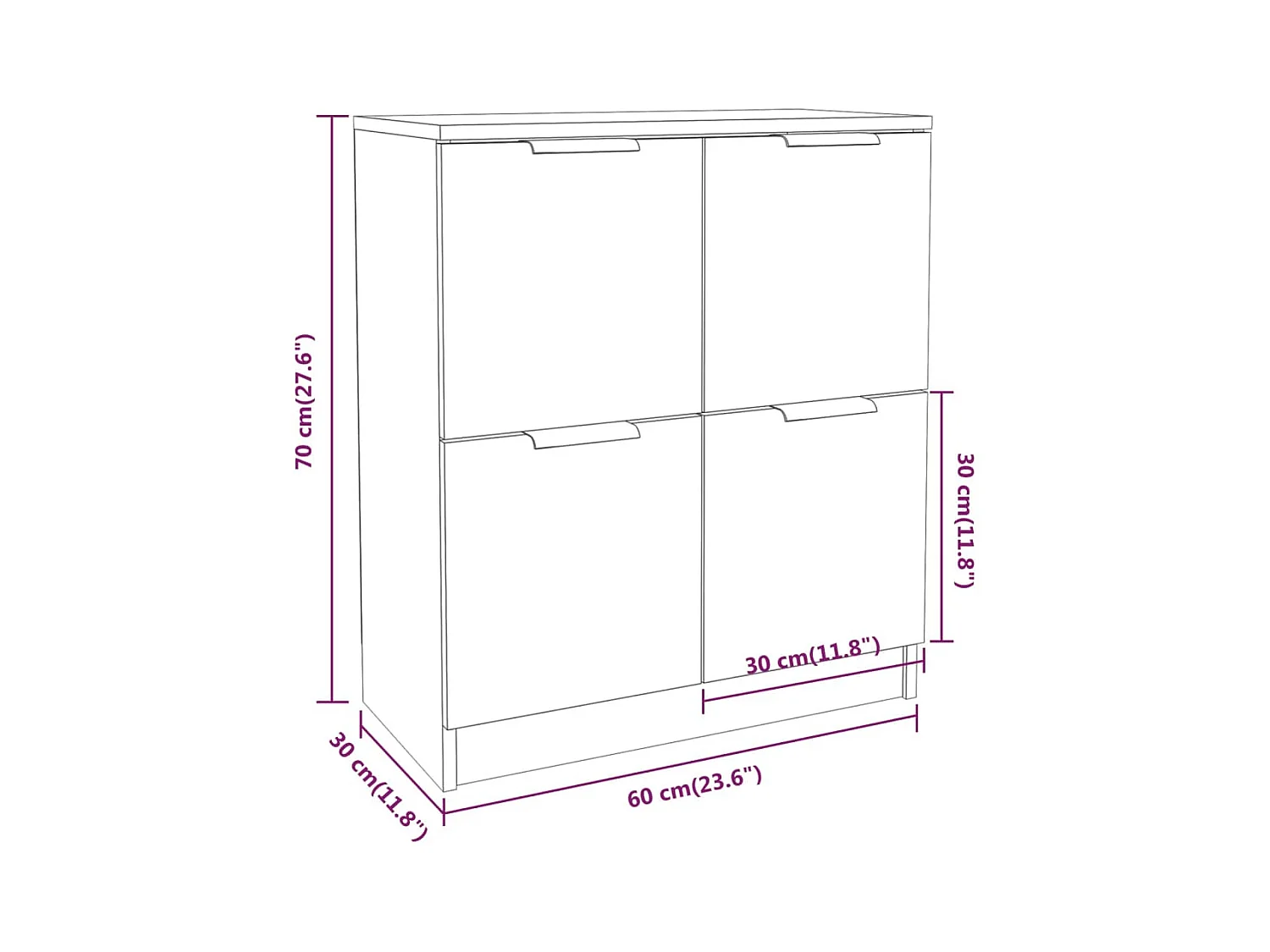 Buffets 2 pcs blanc 60x30x70 cm Bois d'ingénierie
