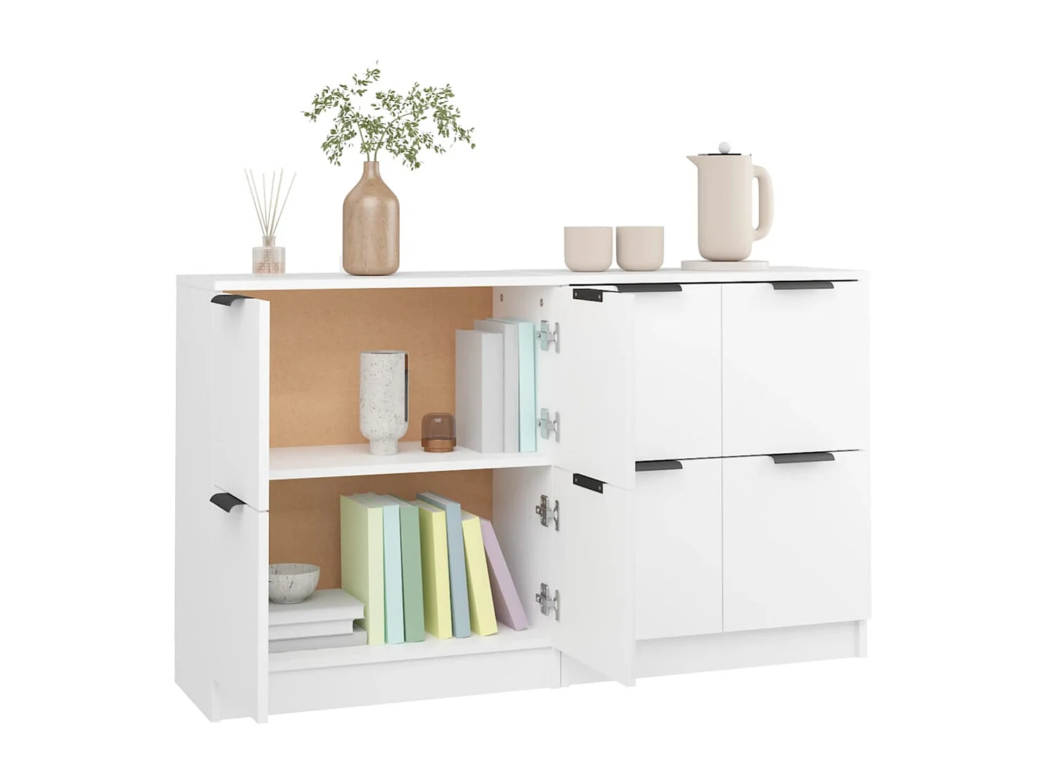 Buffets 2 pcs blanc 60x30x70 cm Bois d'ingénierie