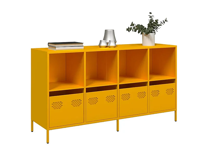 Mosterdgeel dressoir 135x39x73,5 cm koudgewalst staal