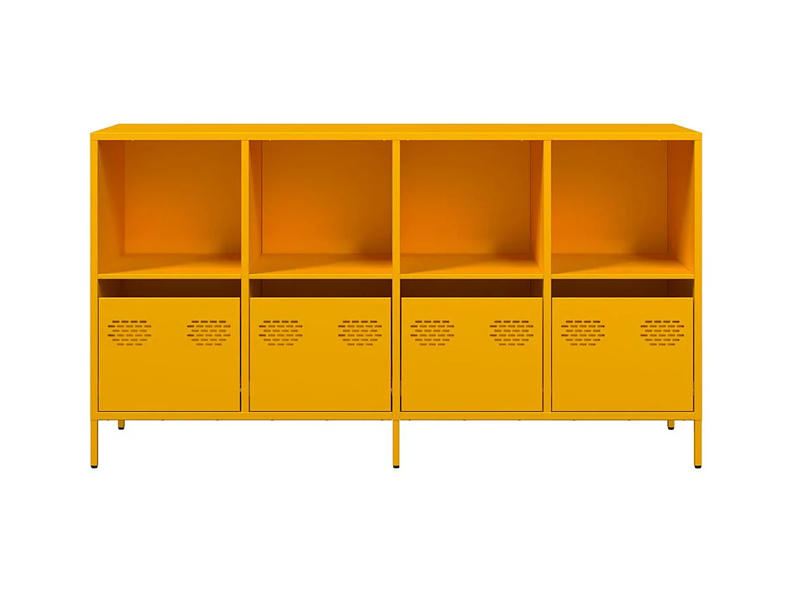 Buffet jaune moutarde 135x39x73,5 cm acier laminé à froid