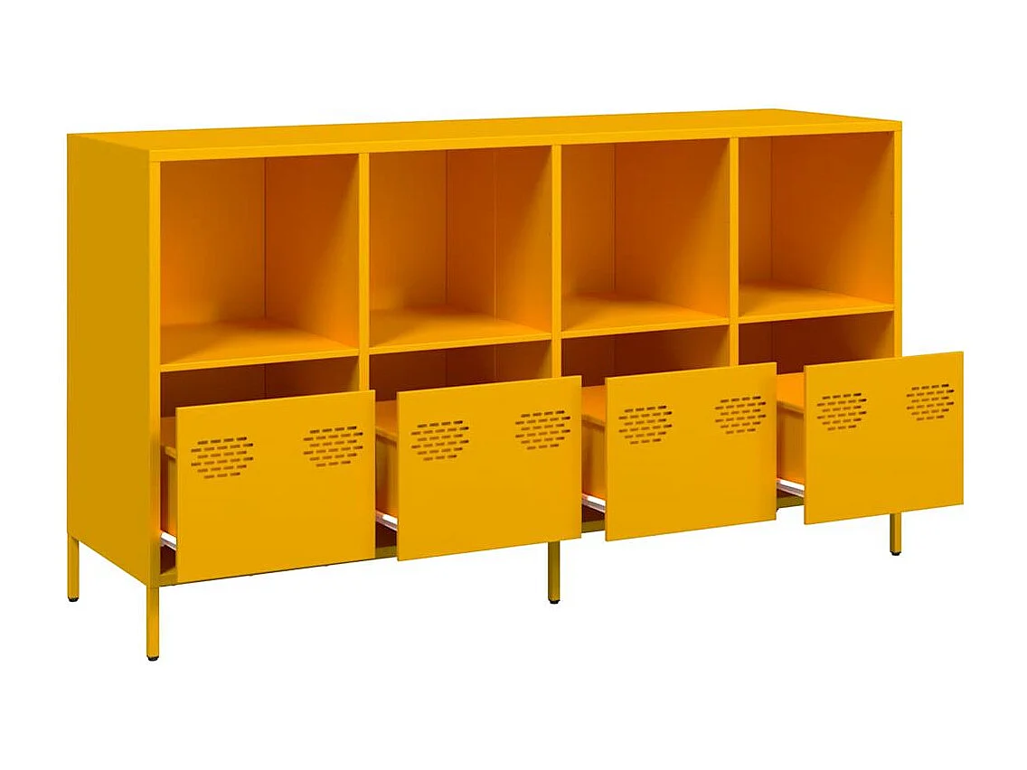 Buffet jaune moutarde 135x39x73,5 cm acier laminé à froid