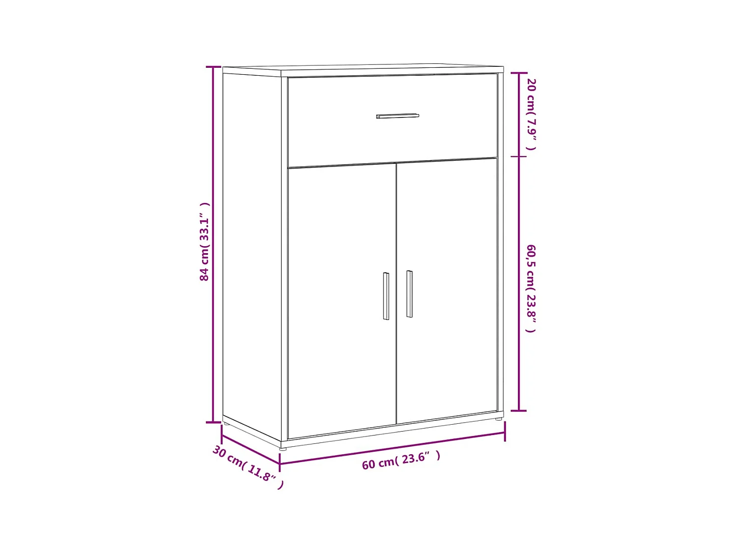 Buffet blanc 60x30x84 cm bois d'ingénierie